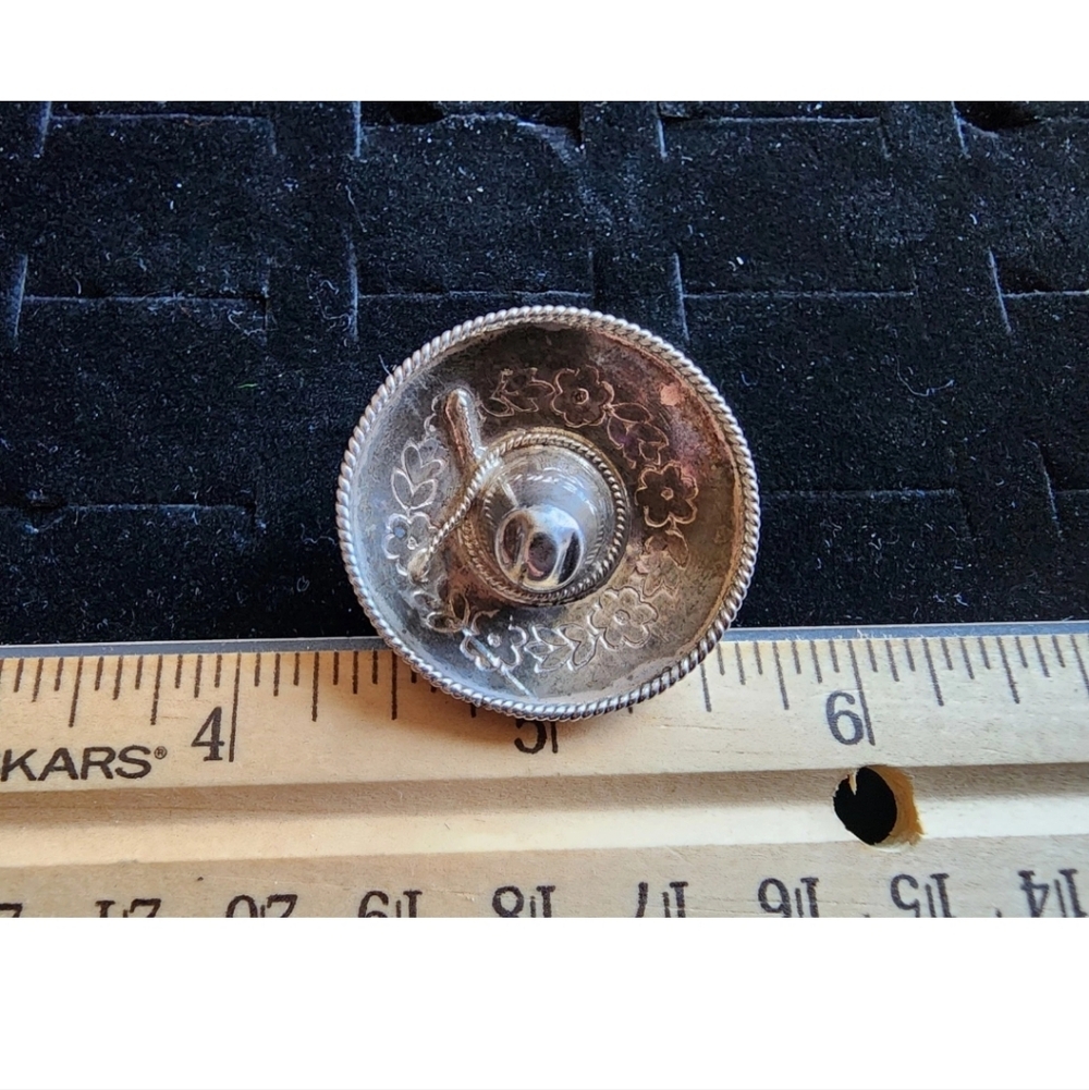 Vintage Sterling Silver Sombrero  Brooch Pin Marked 925 Mexico
